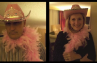 Decorative Concrete Bigwigs Don the Pink Hat and Boa
